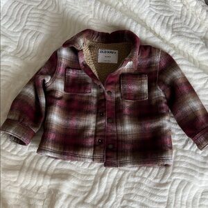 Old Navy Burgundy Plaid Jacket with Sherpa